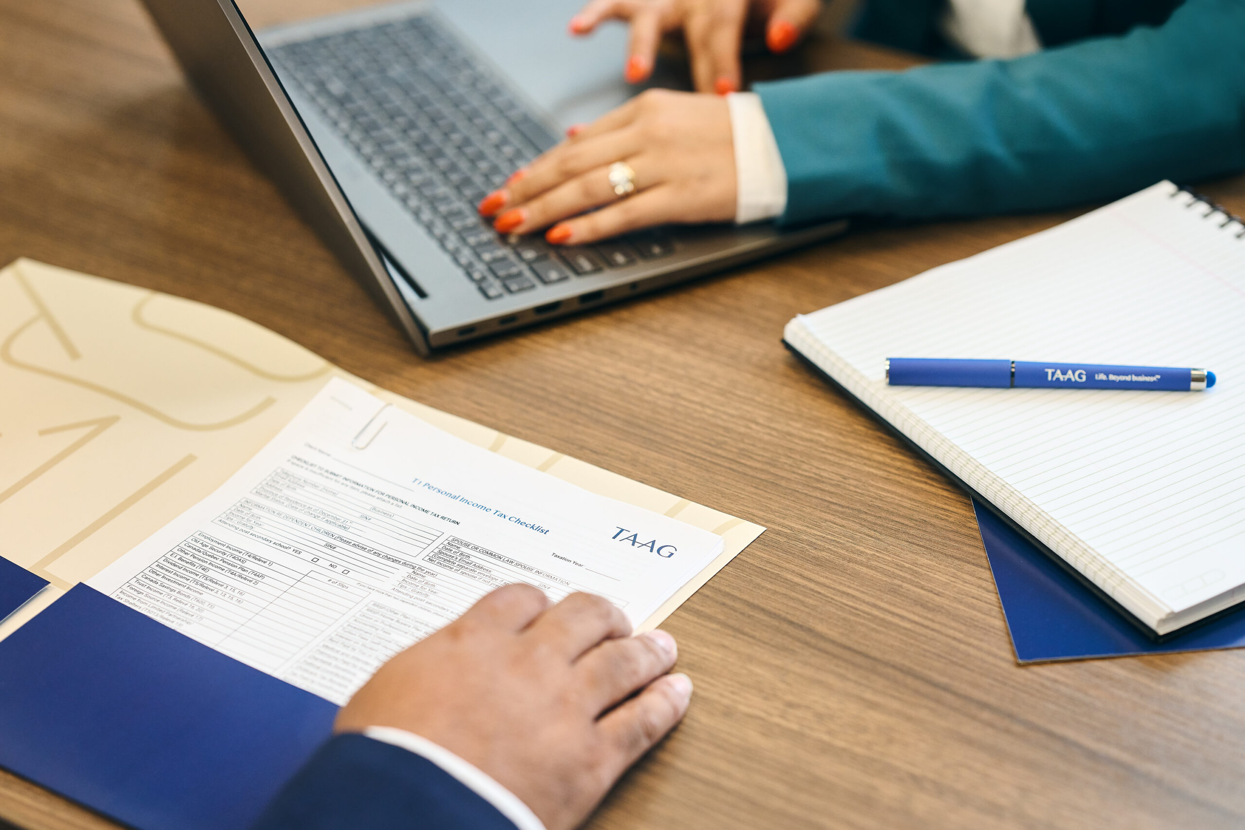 TAAG accounting work and branded materials